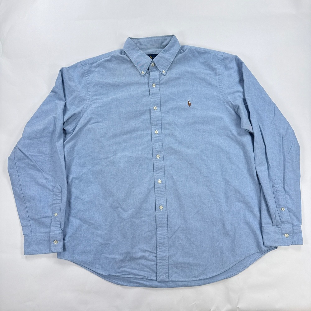 Ralph Lauren Mens Shirt XXL Blue Cotton Button Down Oxford Classic Preppy